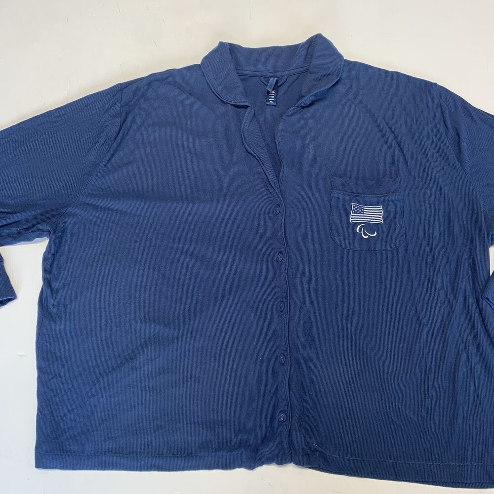 SKIMS Team USA Paralympic Oversized Sleep Top Lounge Blue Size 4XL Soft